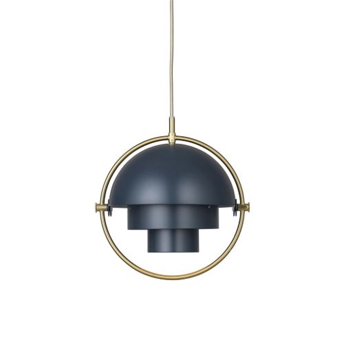 GUBI Multi-Lite Pendel Small Ø:25,5 cm Brass base - Midnight Blue skærm