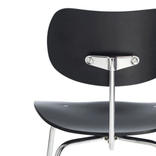 Please Wait To Be Seated. Eiermann SE68 Esszimmerstuhl, SH: 46 cm – Schwarz / Chrom
