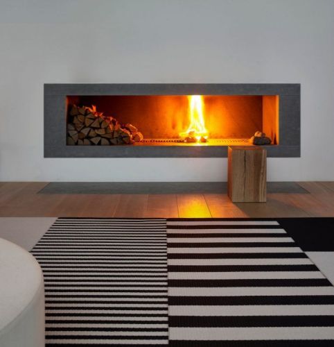 Woodnotes Big Stripe Teppich mit genähten Kanten 170 x 240 cm – Schwarz/Stein