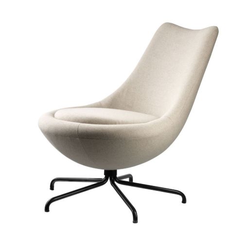 FDB Møbler L40 Bellamie Lounge Chair mit Drehgelenk SH: 39 cm - Schwarz / Beige