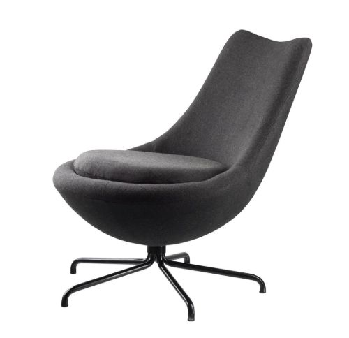 FDB Møbler L40 Bellamie Lounge Chair m. Svirvel SH: 39 cm - Schwarz / Dunkelgrau