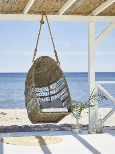 Sika-Design Evelyn Exterior Hängesessel inkl. Kissen H: 113 cm – Antikgrau/CY101 Weiß
