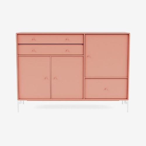 Montana Mega 201202 Beistelltisch mit Beinen 115,2x38 cm - 151 Rhabarber / Schnee