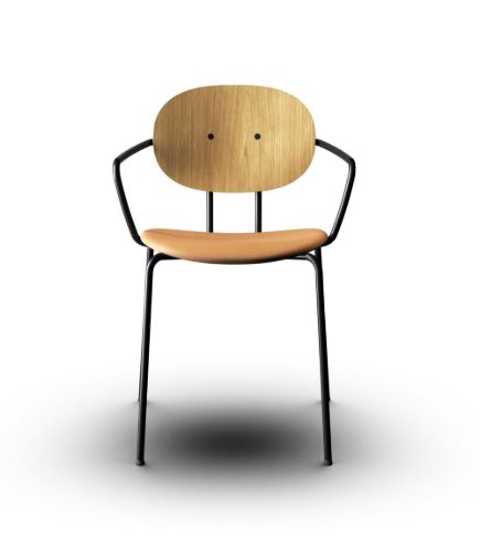 Sibast Furniture Piet Hein Chair w. Armrest SH: 45 cm - Oil Oak/Dunes Cognac