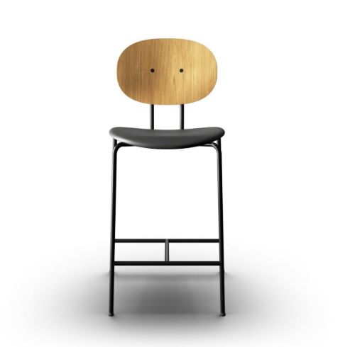 Sibast Furniture Piet Hein Bar Chair SH: 65 cm Black - Oiled Oak/Solid Black