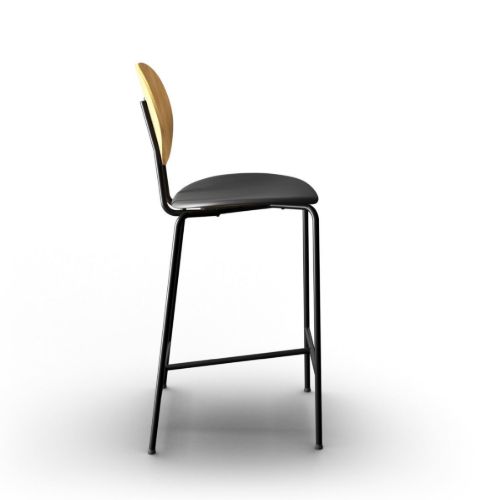 Sibast Furniture Piet Hein Barstuhl SH: 65 cm – Öleiche/Massivschwarz