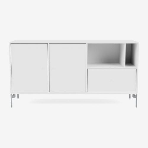 Montana Mega 200803 Beistelltisch mit Beinen 115,2x38 cm - 101 NeuWeiß / Mattchrom