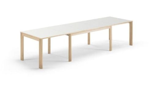 Skovby SM23 Esstisch inkl. 3 zusätzliche Bretter 90 x 150 cm – weiß geölte Eiche/weißes Laminat