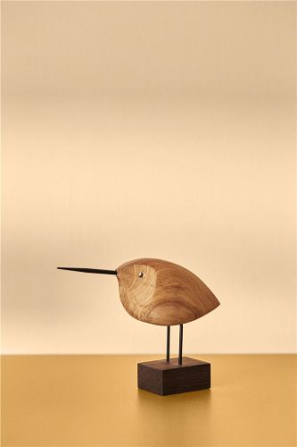 Warm Nordic Beak Bird Awake Snipe 13x18,5 cm - Olieret Teak