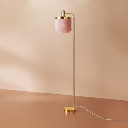 Warme nordische Fransen-Stehlampe H: 126 cm – Blassrosa