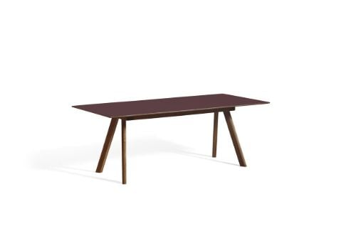 HAY CPH 30 Extendable Table 200x90x74 cm - Lacquered Solid Walnut/Burgundy Linoleum