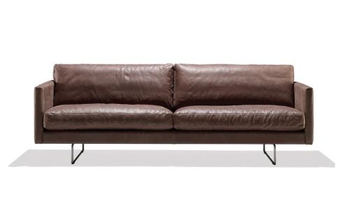 Søren Lund SL 286 2,5 Pers. Sofa L: 215 cm - Teak Genova Læder/Stål Sokkel K16