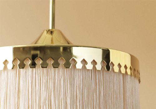 Warmer nordischer Fransenpendel Ø: 30 cm - Cremeweiß