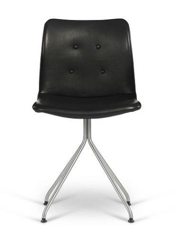 Bent Hansen Primum Stol Fast Base SH: 45 cm - Zenzo 2 207 Læder/Rustfrit Stål