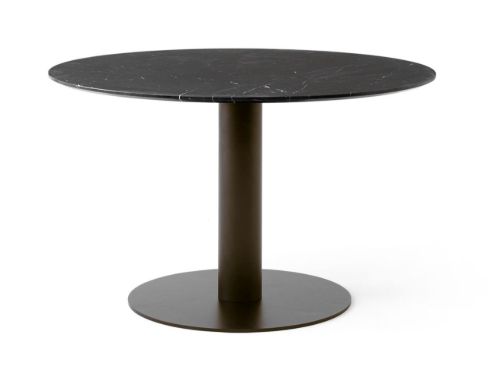 &Tradition In Between SK19 Dining Table Ø: 120 cm - Nero Marquina Marble/Bronzed Base