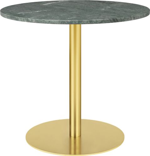 GUBI 1.0 Dining Table Ø: 80 cm - Green Guatemala Marble/Brass Base