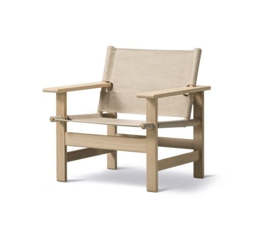 Fredericia Furniture 2031 The Canvas Chair af Børge Mogensen SH: 41,5 cm - Natur Canvas/Sæbebehandlet Eg