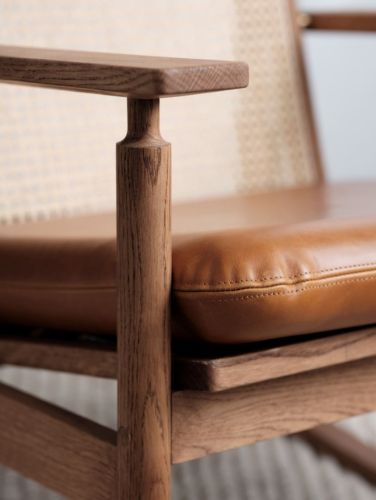 Warm Nordic Swing Schaukelstuhl H: 103 cm – Teak/Cognac