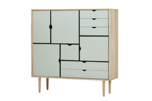 Andersen Furniture S3 Skænk 132x131 cm - Sæbebehandlet Eg/Ocean Grey