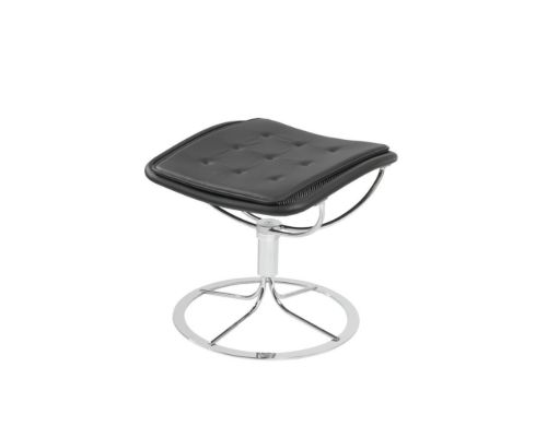 Bruno Mathsson Mi 467 Fodskammel til Jetson 66 H: 42 cm - Sort Elmo Soft Læder/Massiv Forkromet Stålstel