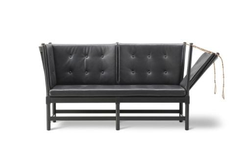 Fredericia Furniture 1789 2 Pers. Tremmesofa Højre L: 160 cm - Sort Omni Læder/Sort Lakeret