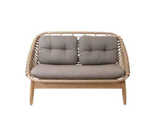 Cane-line Outdoor Strington 2 Pers. Sofa inkl. AirTouch Hyndesæt L: 135 cm - Natur/Teak m. Weben