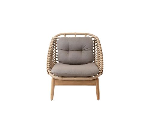 Cane-line Outdoor Strington Loungesessel inkl. AirTouch Hyndesæt SH: 40 cm - Natur/Teak m. Weben