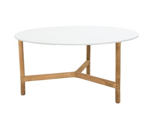 Cane-line Outdoor Twist Sofabord Stor Ø: 90 cm - White/Teak