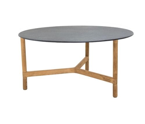 Cane-line Outdoor Twist Sofabord Stor Ø: 90 cm - Fossil Black/Teak