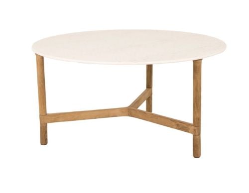 Cane-line Outdoor Twist Sofabord Stor Ø: 90 cm - Travertine/Teak