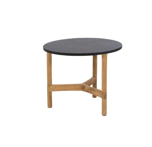 Cane-line Outdoor Twist Sofabord Lille Ø: 45 cm - Dark Grey/Teak