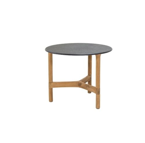 Cane-line Outdoor Twist Sofabord Lille Ø: 45 cm - Fossil Black/Teak