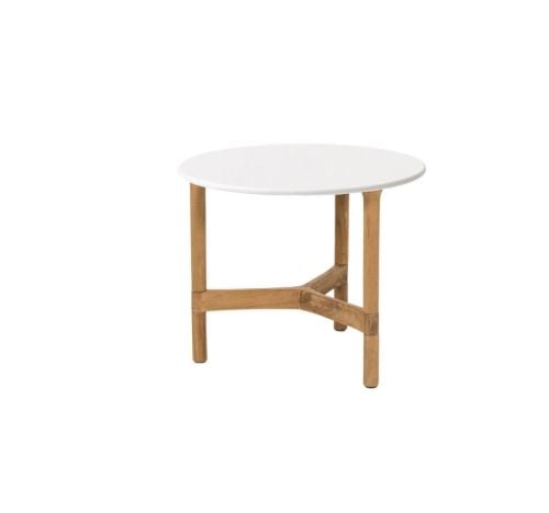 Cane-line Outdoor Twist Sofabord Lille Ø: 45 cm - White/Teak