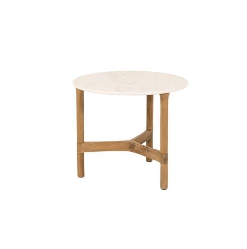 Cane-line Outdoor Twist Sofabord Lille Ø: 45 cm - Travertine/Teak