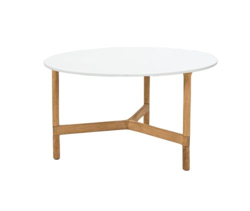 Cane-line Outdoor Twist Sofabord Medium Ø: 70 cm - White/Teak