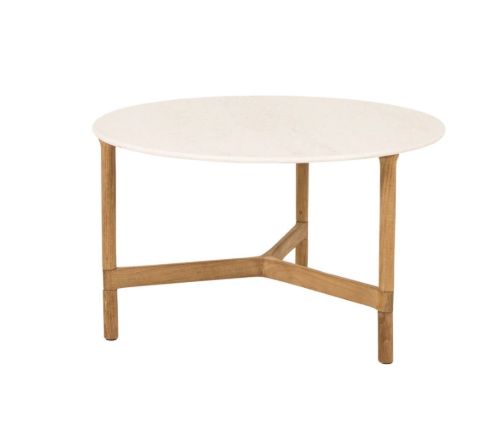 Cane-line Outdoor Twist Sofabord Medium Ø: 70 cm - Travertine/Teak