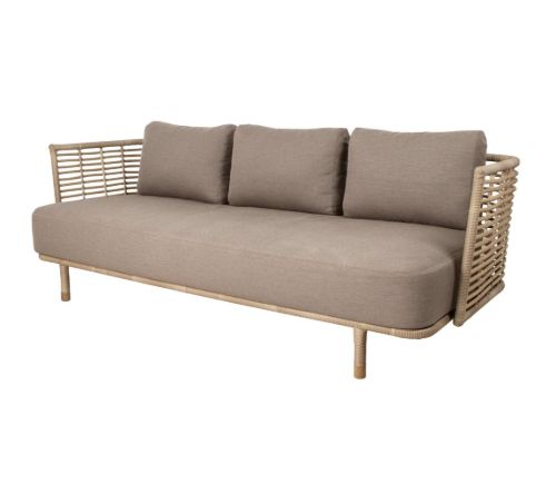 Cane-line Outdoor Sense 3 Pers. Sofa inkl. AirTouch Hyndesæt L: 220 cm - Natural Weave/Taupe