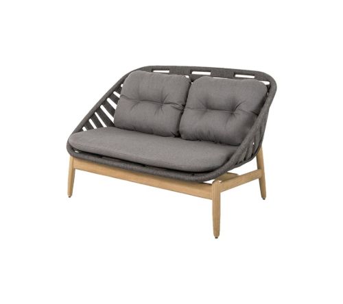 Cane-line Outdoor Strington 2 Pers. Sofa inkl. AirTouch Hyndesæt L: 135 cm - Dark Grey/Teak m. Soft Rope