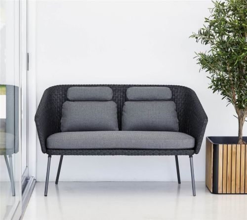 Cane-line Outdoor Mega Esszimmerbank inkl. AirTouch Kissenset L: 135 cm – Grau/Graphit-Gewebe