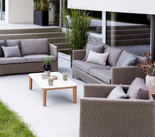 Cane-line Outdoor Aspect Couchtisch 120x60 cm - Travertin-Look Keramik/Teak