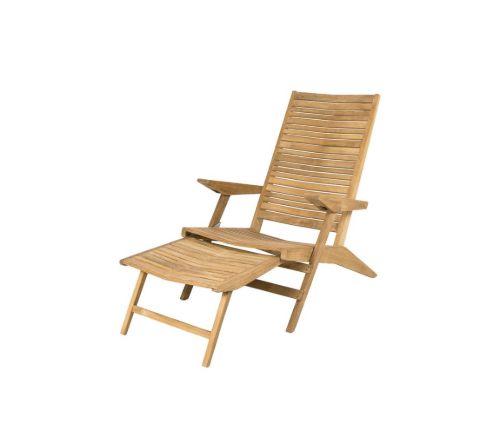 Cane-line Outdoor Flip Dækstol inkl. Hyndesæt SH: 37 cm – Teak/Hellgrau