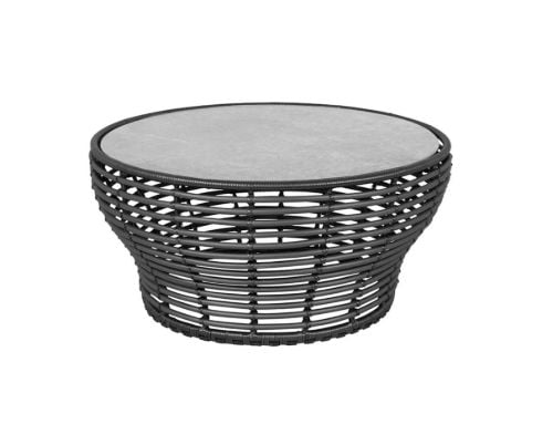 Cane-line Outdoor Basket Sofabord Stor Ø: 95 cm - Fossil Grey Ceramic/Graphite Weave