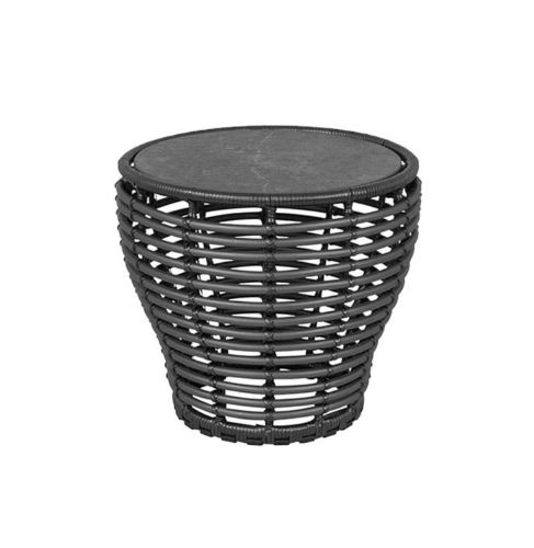 Cane-line Outdoor Basket Sofabord Lille Ø: 50 cm - Fossil Black Ceramic/Graphite Weave