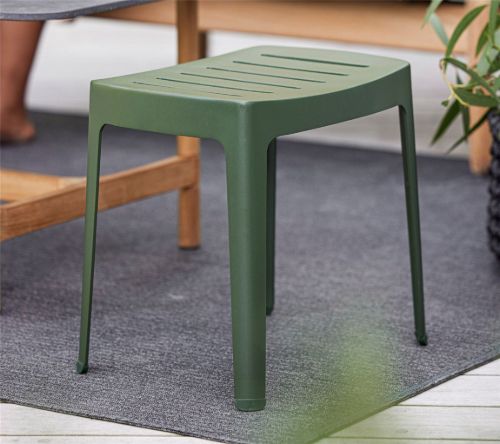 Cane-line Outdoor Cut Skammel H: 40 cm - Dunkelgrünes Aluminium