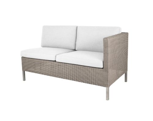 Cane-line Outdoor Dining Lounge 2 Pers. Sofa Venstre Modul inkl. Hyndesæt L: 153 cm - Taupe Weave/White