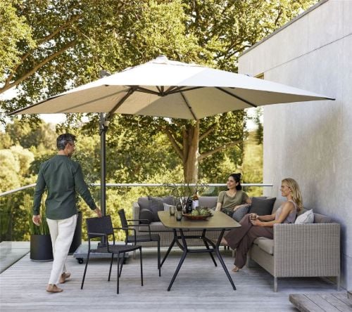 Cane-line Outdoor Dining Lounge 2 Pers. Sofa Venstre Modul inkl. Hyndesæt L: 153 cm – Taupe-Gewebe/Weiß
