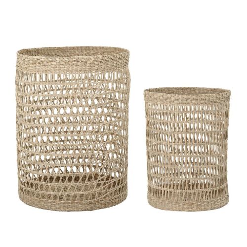 Bloomingville Connie Korb mit Deckel, 2er-Set – Seegras/Natur
