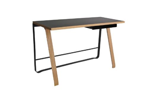 Bent Hansen Hemingway Skrivebord m. Opladerstation & Skuffe L: 120 cm - Matlakeret Eg/Black Linoleum