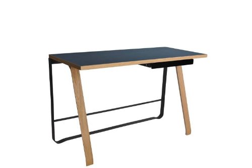 Bent Hansen Hemingway Skrivebord m. Opladerstation & Skuffe L: 120 cm - Matlakeret Eg/Smokey Blue Linoleum