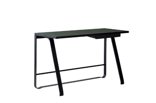 Bent Hansen Hemingway Skrivebord m. Opladerstation & Skuffe L: 120 cm - Sortlakeret Bøg/Conifer Green Linoleum